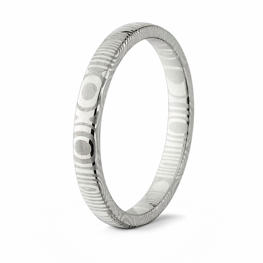 Damascus Steel Ring Domed 3mm 