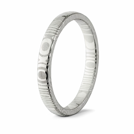 Damascus Steel Ring Domed 3mm 