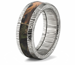Damascus Steel Ring with Realtree Inlay - 8mm Domed 