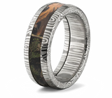 Damascus Steel Ring with Realtree Inlay - 8mm Domed 