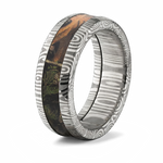 Damascus Steel Ring with Realtree Inlay - 8mm Domed 