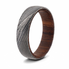 Damascus Steel Ring with Rosewood Sleeve 6mm 