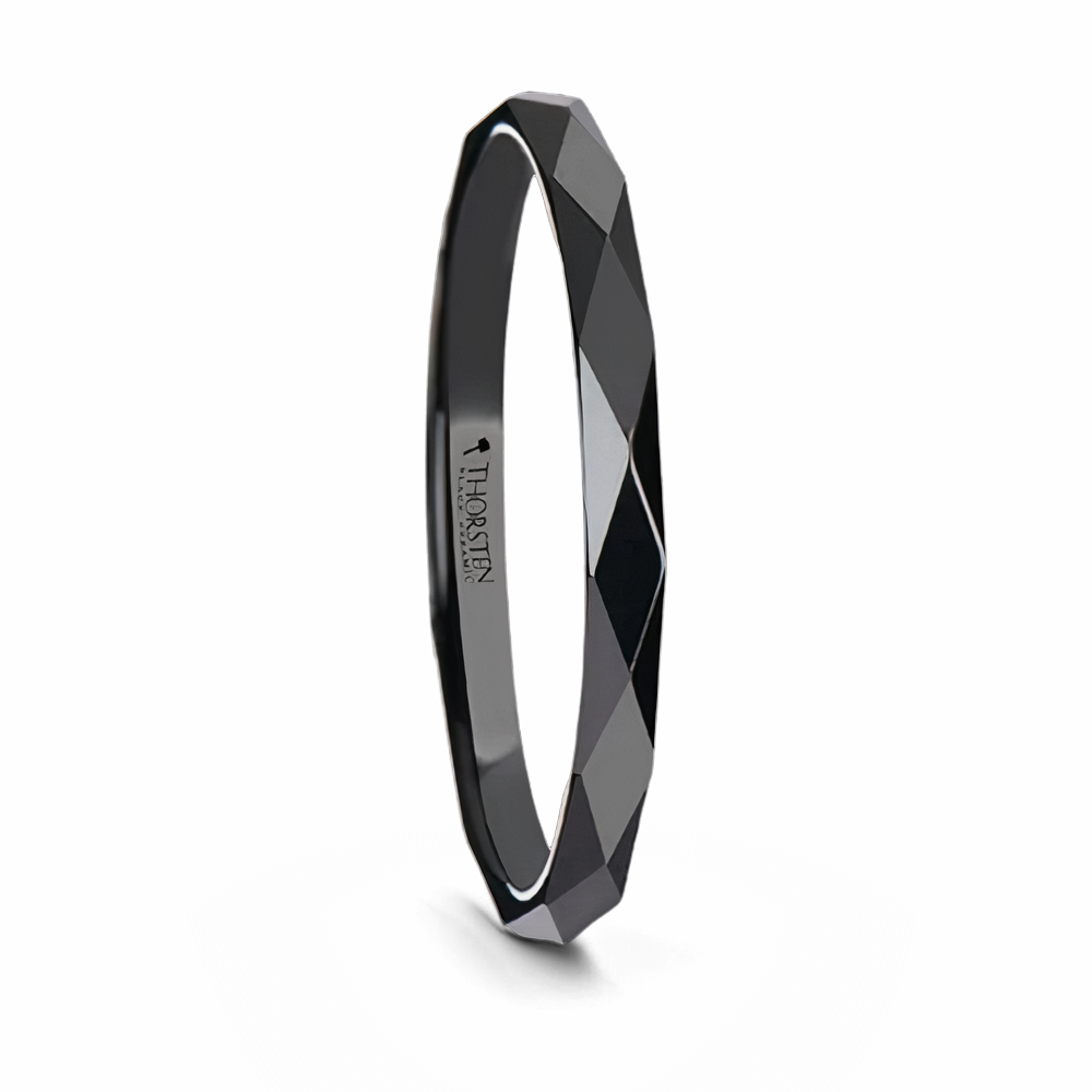 Diamond Faceted Ceramic Ring for Her 