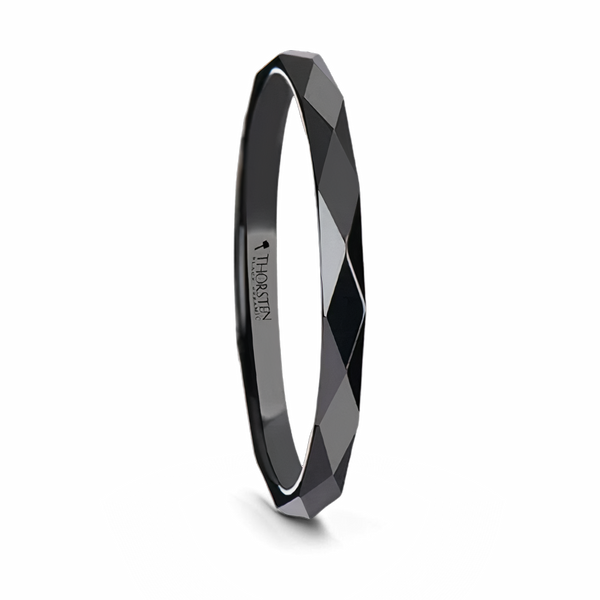 Diamond Faceted Ceramic Ring for Her 