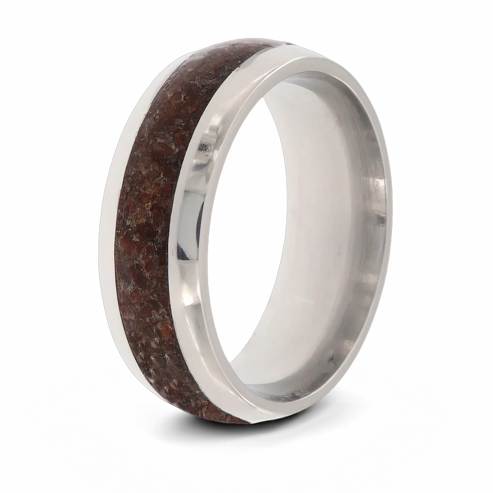 Dinosaur Bone Wedding Band - 8mm Domed 