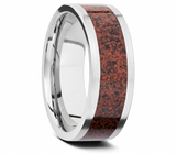 Red Dinosaur Bone Ring - Matte Titanium 8mm 