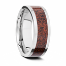 Red Dinosaur Bone Ring - Matte Titanium 8mm 