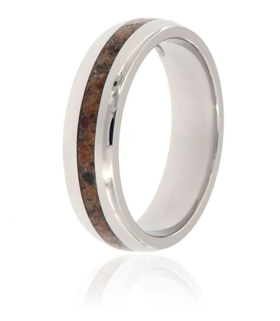 Dinosaur Bone Wedding Band - 6mm Domed - Camo Ever After