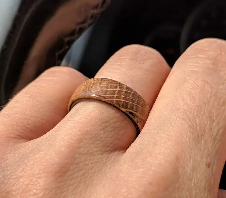 Whiskey Barrel Ring with Carbon Fiber Sleeve 