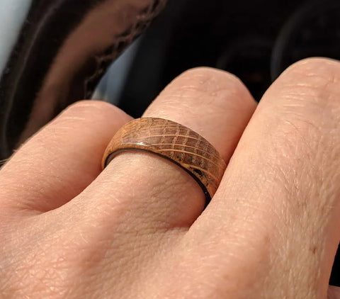 Whiskey Barrel Ring with Carbon Fiber Sleeve