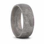 Domed Titanium Ring with Meteorite Pattern 