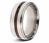 Dinosaur Bone Wedding Band - 9mm Groved Edges 