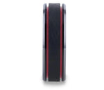 Black Tungsten Men's Ring with Double Red Stripe - Camo Ever After