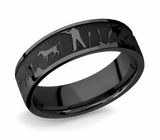 Laser Carved Duck Hunt Scenery Ring - 7mm Zirconium - Camo Ever After