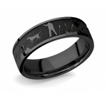 Laser Carved Duck Hunt Scenery Ring - 7mm Zirconium 