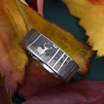 Laser Carved Elk Mountain Ring - 9mm 