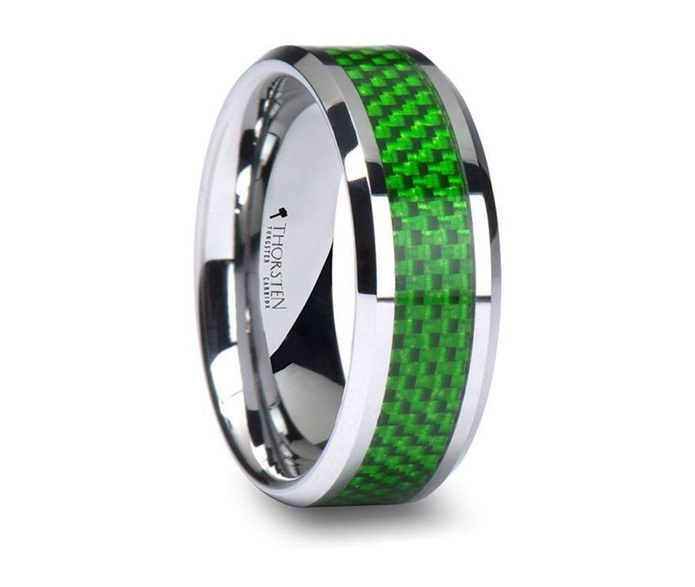 Emerald Green Carbon Fiber Inlay Ring | Camo Ever After
