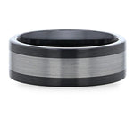 Black Ceramic Ring with Brushed Tungsten Inlay - Camo Ever After
