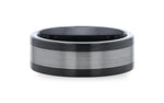 Black Ceramic Ring with Brushed Tungsten Inlay - Camo Ever After