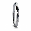 Diamond Faceted White Tungsten Ring - 2mm 