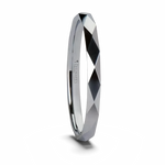 Diamond Faceted White Tungsten Ring - 2mm 