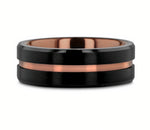 Flat Tungsten Ring with Expresso Grooved Center 