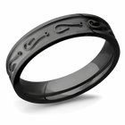 Black Fish Hook Pattern Ring for Her - 5mm 
