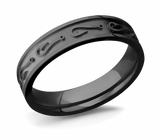 Black Fish Hook Pattern Ring for Her - 5mm 