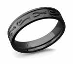 Black Fish Hook Pattern Ring for Her - 5mm 
