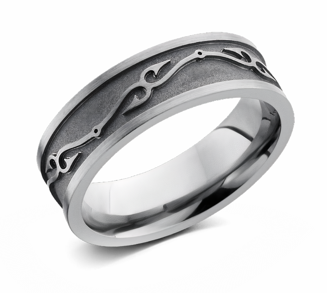Fish Hook Ring - Titanium 7mm 