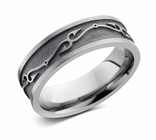 Fish Hook Ring - Titanium 7mm 