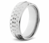 Football Ring in Polished Titanium 8mm 