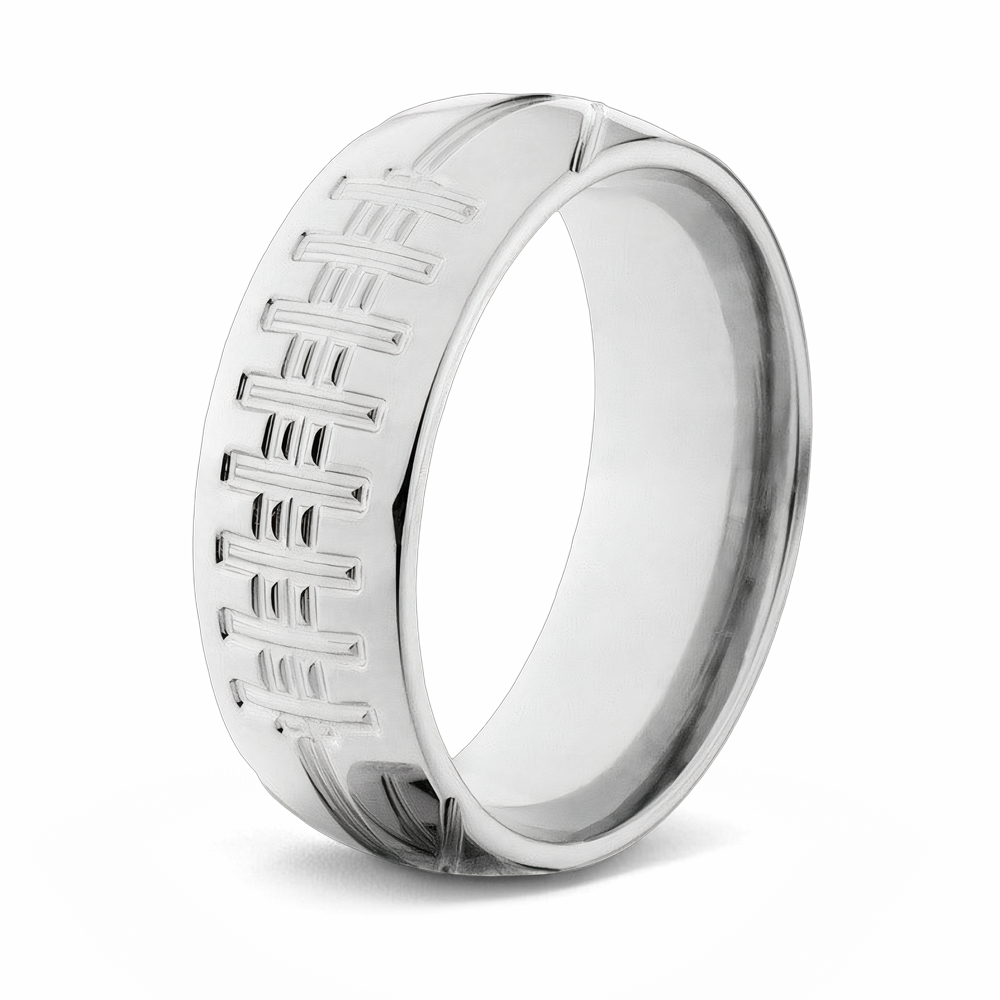 Football Ring in Polished Titanium 8mm 