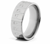 Titanium Football Ring with Yard Line Numbers 