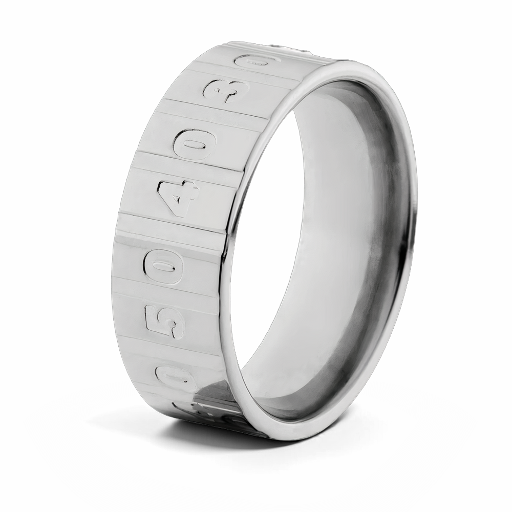 Titanium Football Ring with Yard Line Numbers 