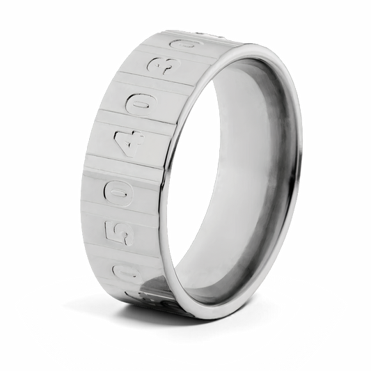 Titanium Football Ring with Yard Line Numbers 