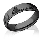 Forest Tree Line Ring, Black on Black - Zirconium 