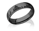 Forest Tree Line Ring, Black on Black - Zirconium - Camo Ever After