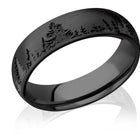 Forest Tree Line Ring, Black on Black - Zirconium 