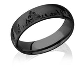 Forest Tree Line Ring, Black on Black - Zirconium 