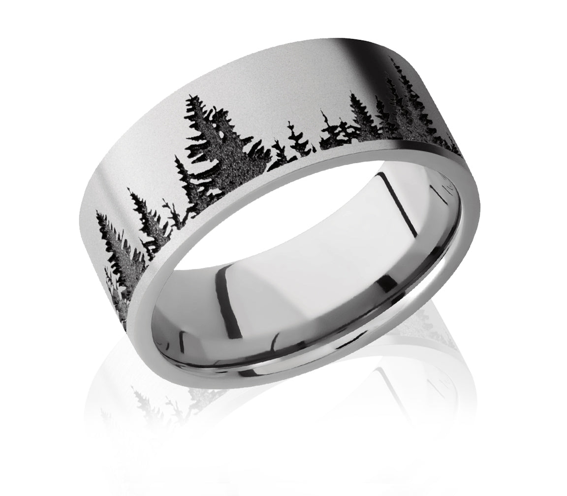Foresty Silver Rings Forest Ring with Trees - Titanium 9mm | Camo Ever After