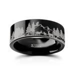 Forest Scene Ring - Black Tungsten 6mm to 10mm 