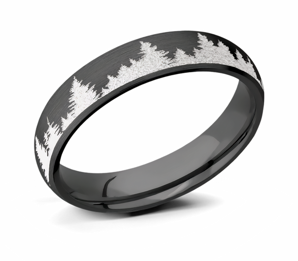 Forest Tree Ring for Her - Zirconium 5mm 