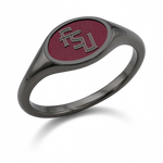 Florida State small oval signet ring in polished black zirconium with FSU letter logo