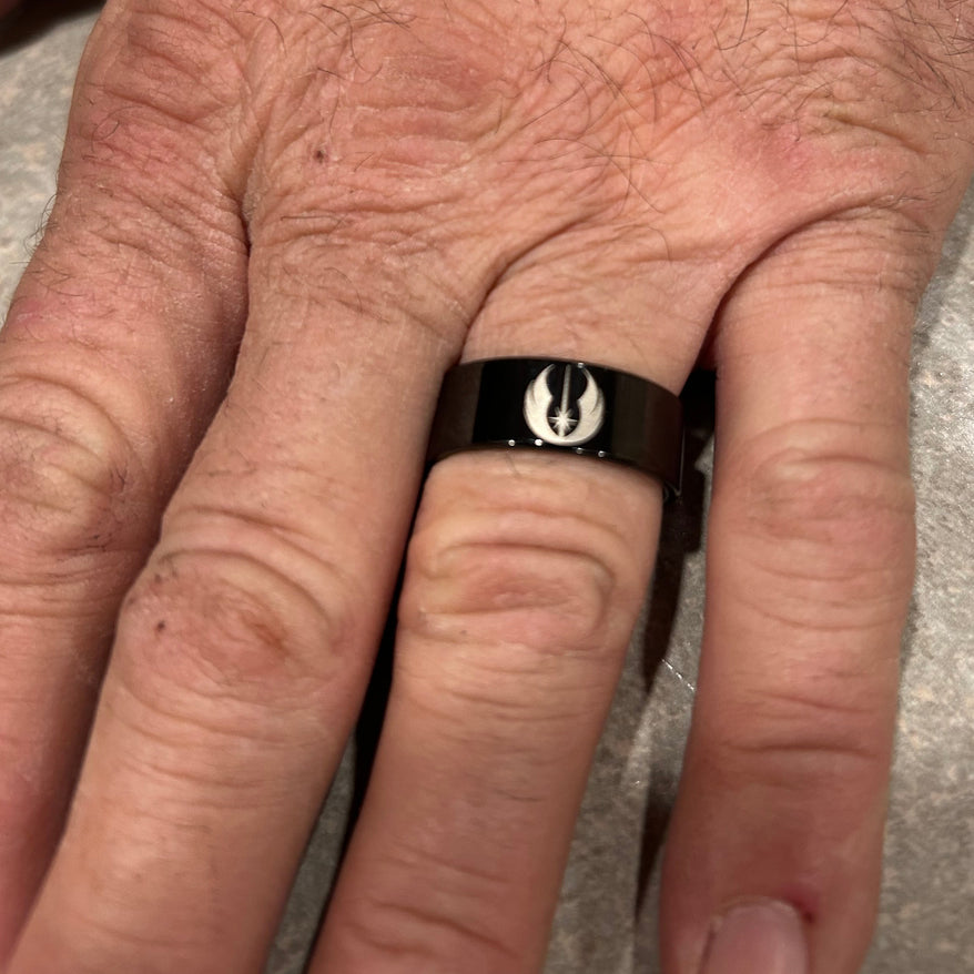 Jedi Order Symbol Star Wars Ring - Black Tungsten 8mm 