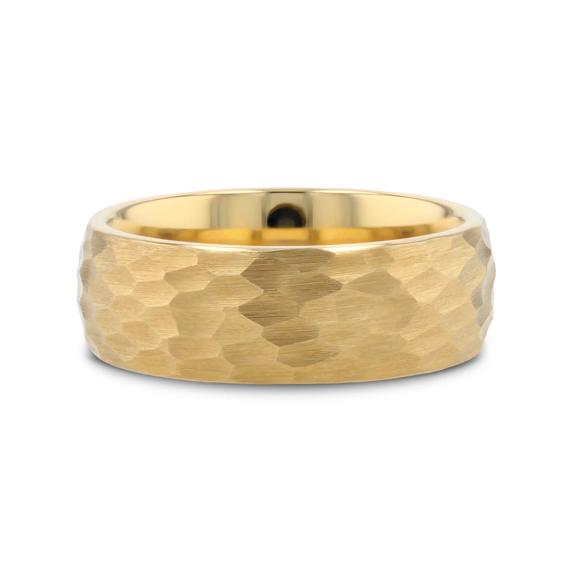 Hammered Finish Gold Plated Tungsten Ring 