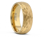 Hammered Finish Gold Plated Tungsten Ring 