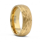 Hammered Finish Gold Plated Tungsten Ring 