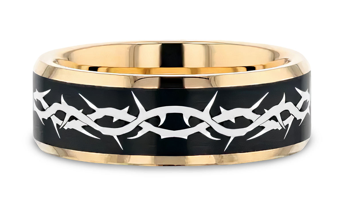 Crown of Thorns Ring - Black and Gold Plated 