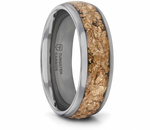 Tungsten Ring with Gold Flakes Inlay 